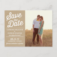Vintage Retro Script Photo Save the Date Postcard