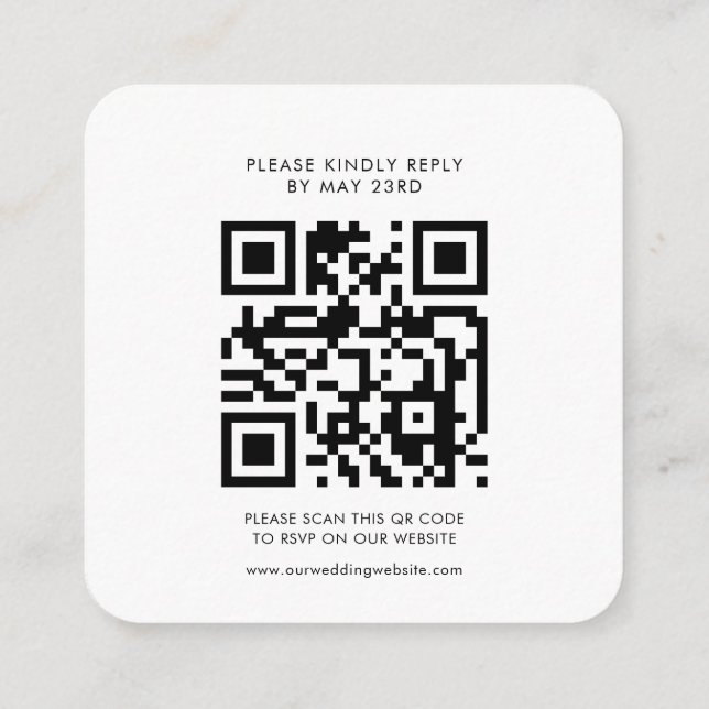 Vintage retro script QR code RSVP response Enclosure Card (Back)