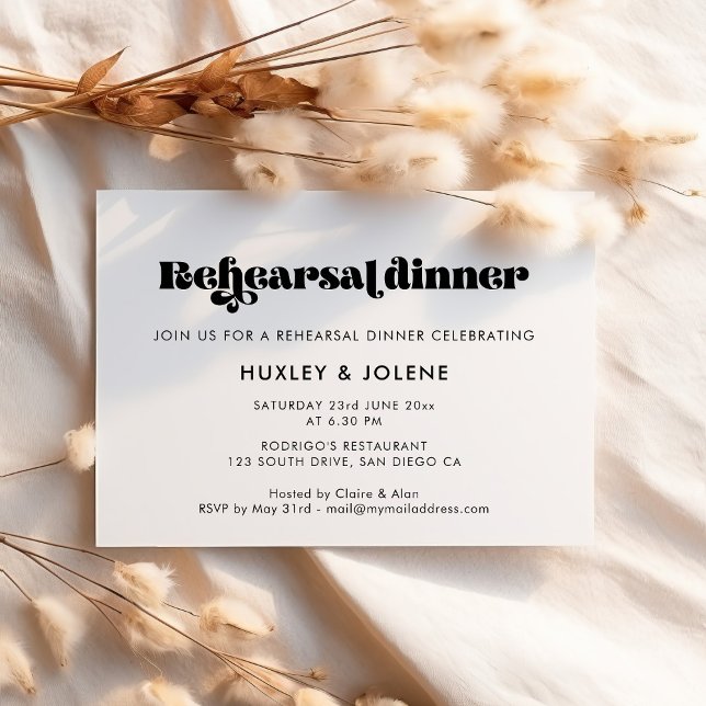 Vintage retro script Rehearsal dinner Invitation (Creator Uploaded)