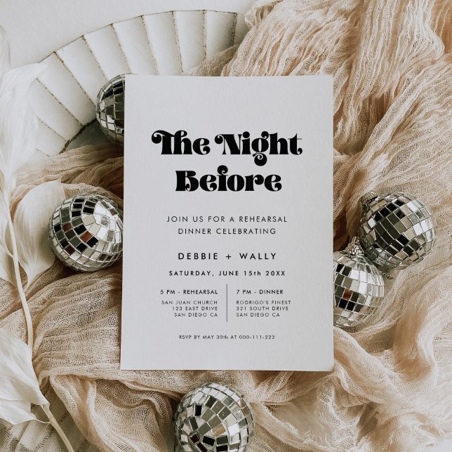 Vintage Retro Script Rehearsal Dinner Invitation (Creator Uploaded)