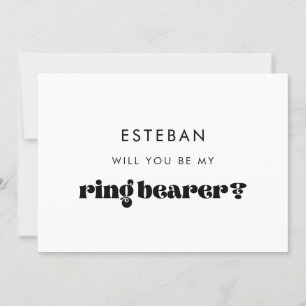 Vintage Retro Script Ring Bearer Proposal Card