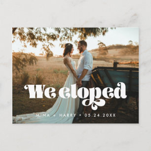 Vintage retro script We eloped photo Postcard