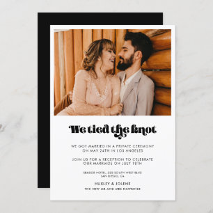 Vintage retro script We tied the knot photo card