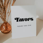 Vintage Retro Script Wedding Favours Pedestal Sign<br><div class="desc">Favours Please take one wedding sign. Choose a retro vintage for your wedding stationery. Classic black and white theme,  yet trendy,  it will suit all your needs. Easily customizable,  you change the text colour or the background as you like.</div>