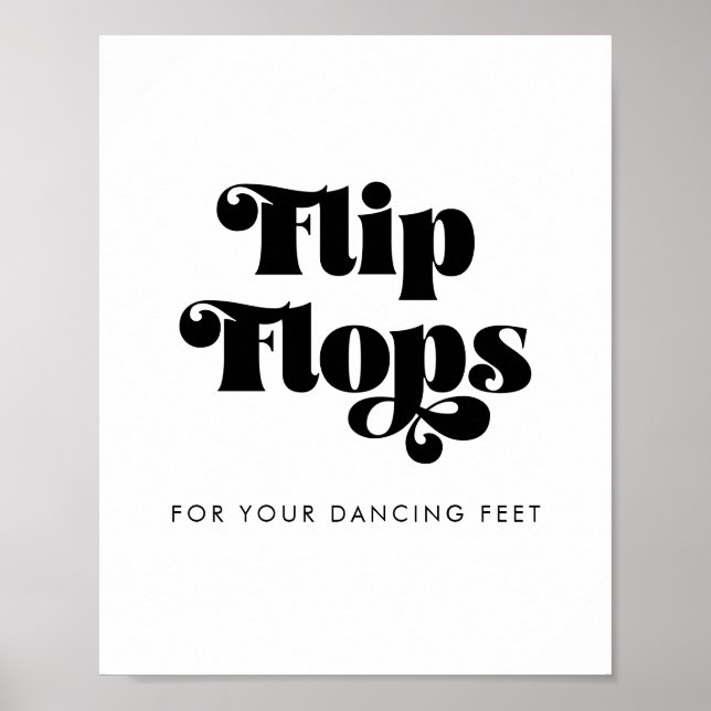 Vintage Retro Script Wedding Flip Flops Sign (Front)