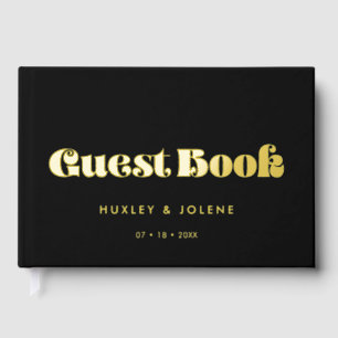Vintage retro script wedding guest book