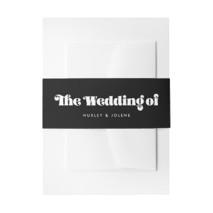 Vintage retro script wedding invitation belly band