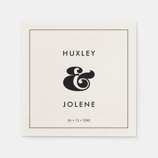 Vintage retro script wedding napkin (Front)