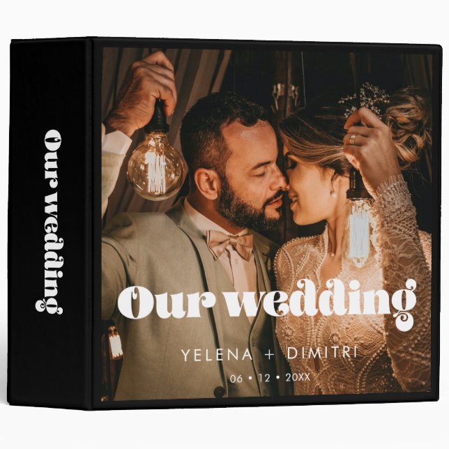 Vintage retro script wedding photo album binder (Front/Spine)