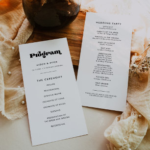 Vintage Retro Script Wedding Program