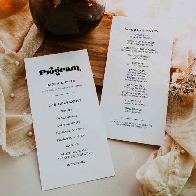 Vintage Retro Script Wedding Program (Creator Uploaded)