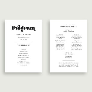 Vintage retro script wedding program