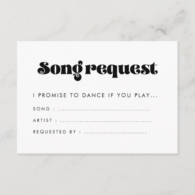 Vintage Retro Script Wedding Song request Enclosure Card (Front)
