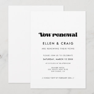 Vintage retro script Wedding Vow renewal Invitation