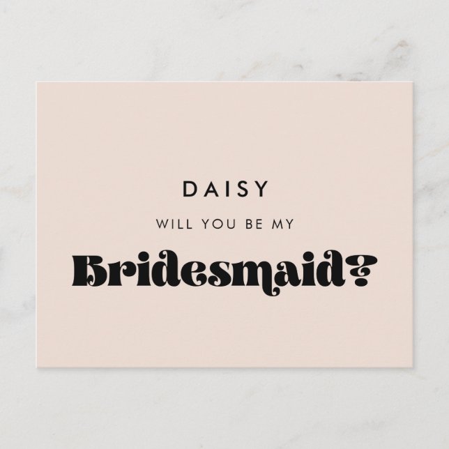 Vintage retro script Will you be my bridesmaid Postcard (Front)