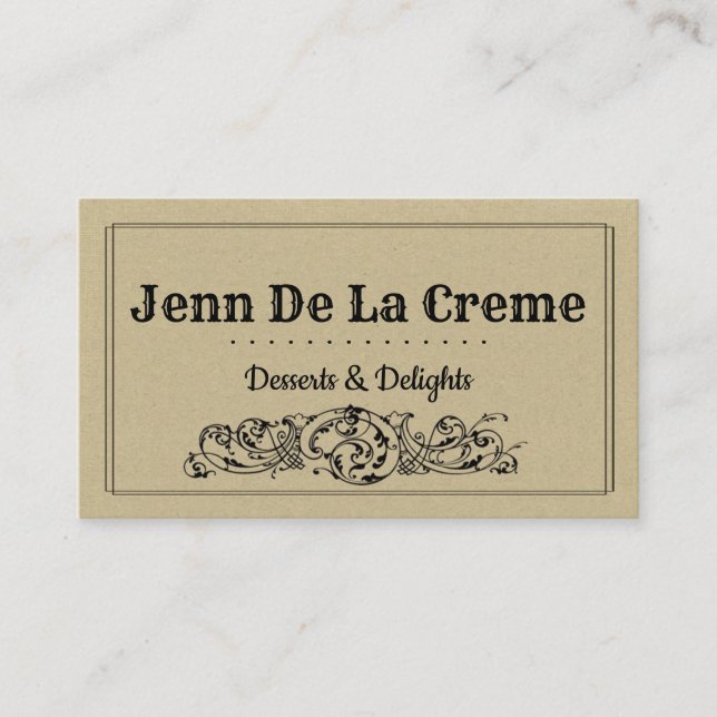 Vintage Retro Scroll Business Card (Front)