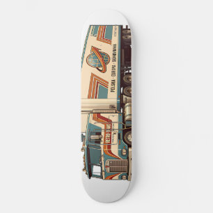 Vintage Retro Semi Truck Throw Pillow  Skateboard