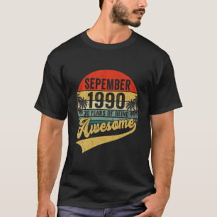 Vintage Retro September 1990 30th Birthday Gift 30 T-Shirt