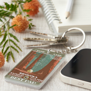 Vintage Retro Sequoia National Park Best Dad Keychain