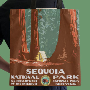 Vintage Retro Sequoia National Park Travel Tote Bag