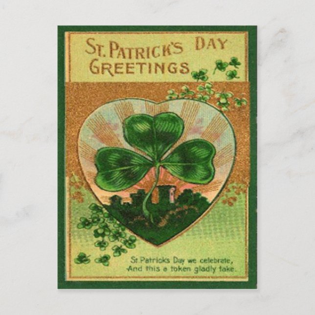 Vintage Retro Shamrock St Patrick's Greeting Card (Front)
