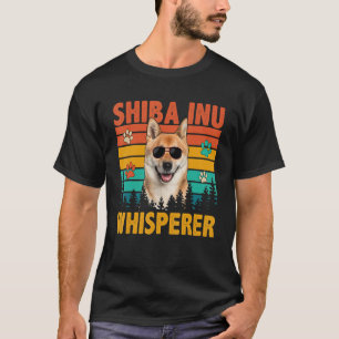 Vintage Retro Shiba Inu Whisperer Funny Dog Sungla T-Shirt