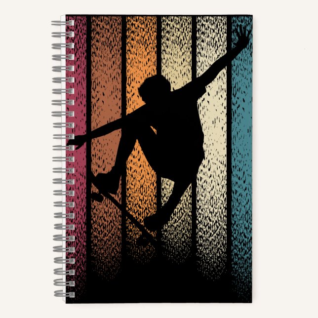 Vintage Retro Skateboarding Notebook (Front)