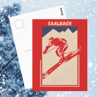Vintage Retro Ski Austrian ski resort Saalbach