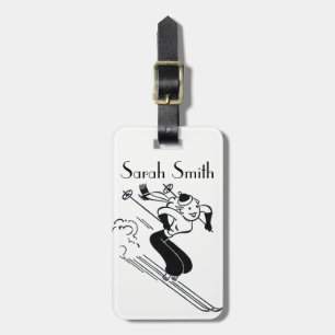 Vintage/Retro Ski Lady Personalized Luggage Tag