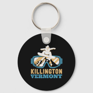 Vintage Retro Skiing And Snowboarding Vermont Snow Keychain