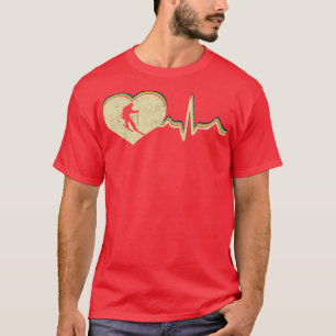 vintage Retro Skiing Heartbeat Gift For ski lover  T-Shirt