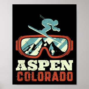 Vintage Retro Skiing Snowboarding Aspen Colorado M Poster