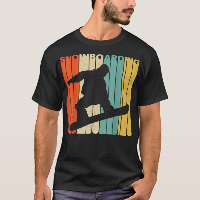 Vintage Retro Snowboarding Silhouette  T-Shirt (Front)