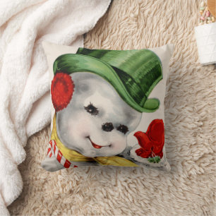 Vintage retro snowman Home decor pillow