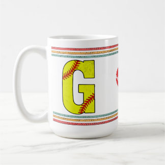 Vintage Retro Softball Letter G Athletic Coffee Mug