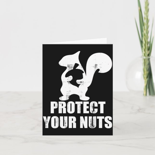Vintage Retro Squirrel Protect Nuts Funny Card (Front)