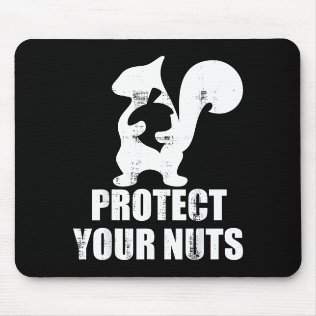Vintage Retro Squirrel Protect Nuts Funny Mouse Pad (Front)