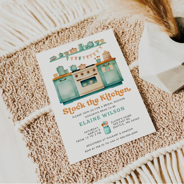 Vintage Retro Stock the Kitchen Bridal Shower  Invitation (Vintage Retro Stock the Kitchen Bridal Shower Invitation)