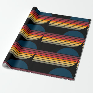 Vintage Retro Stripe Sun Birthday Wrapping Paper