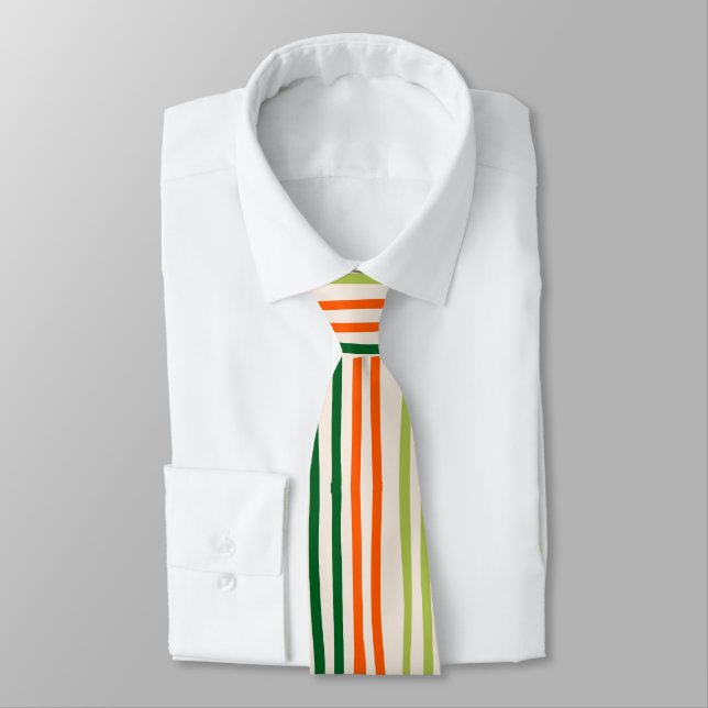 Vintage Retro Stripes Christmas Tie (Tied)
