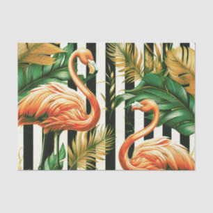 Vintage Retro Stripes Flamingo Tissue Paper