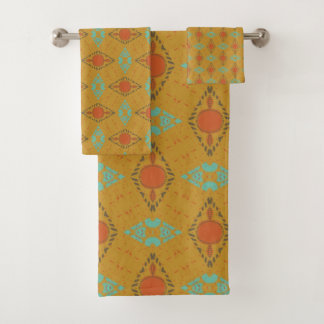 Vintage Retro Style 60s & 70s Pattern Bath Towel Set