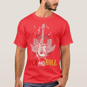Vintage Retro Style 80s Rock  Roll Music Guitar Wi T-Shirt