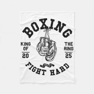 Vintage Retro Style Boxer Gloves King Of The Ring  Fleece Blanket