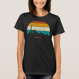 Vintage Retro Style City in Washington State skyli T-Shirt