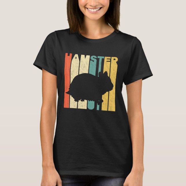Vintage Retro Style Hamster Silhouette T-Shirt (Front)
