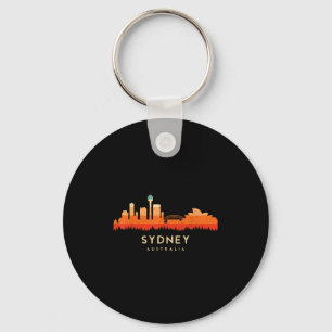 Vintage Retro Style Landscape Sun Skyline Sydney A Keychain