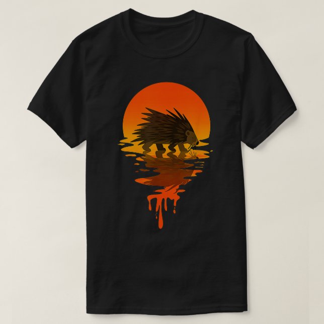 Vintage Retro Style Porcupine  T-Shirt (Design Front)