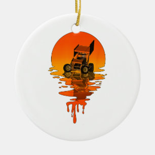 Vintage Retro Style Sprint Car Racing Ceramic Ornament