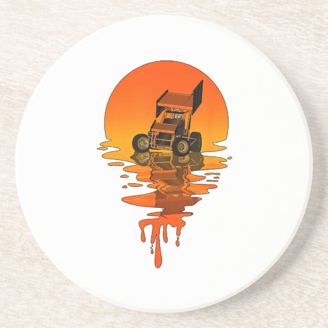 Vintage Retro Style Sprint Car Racing Coaster (Front)